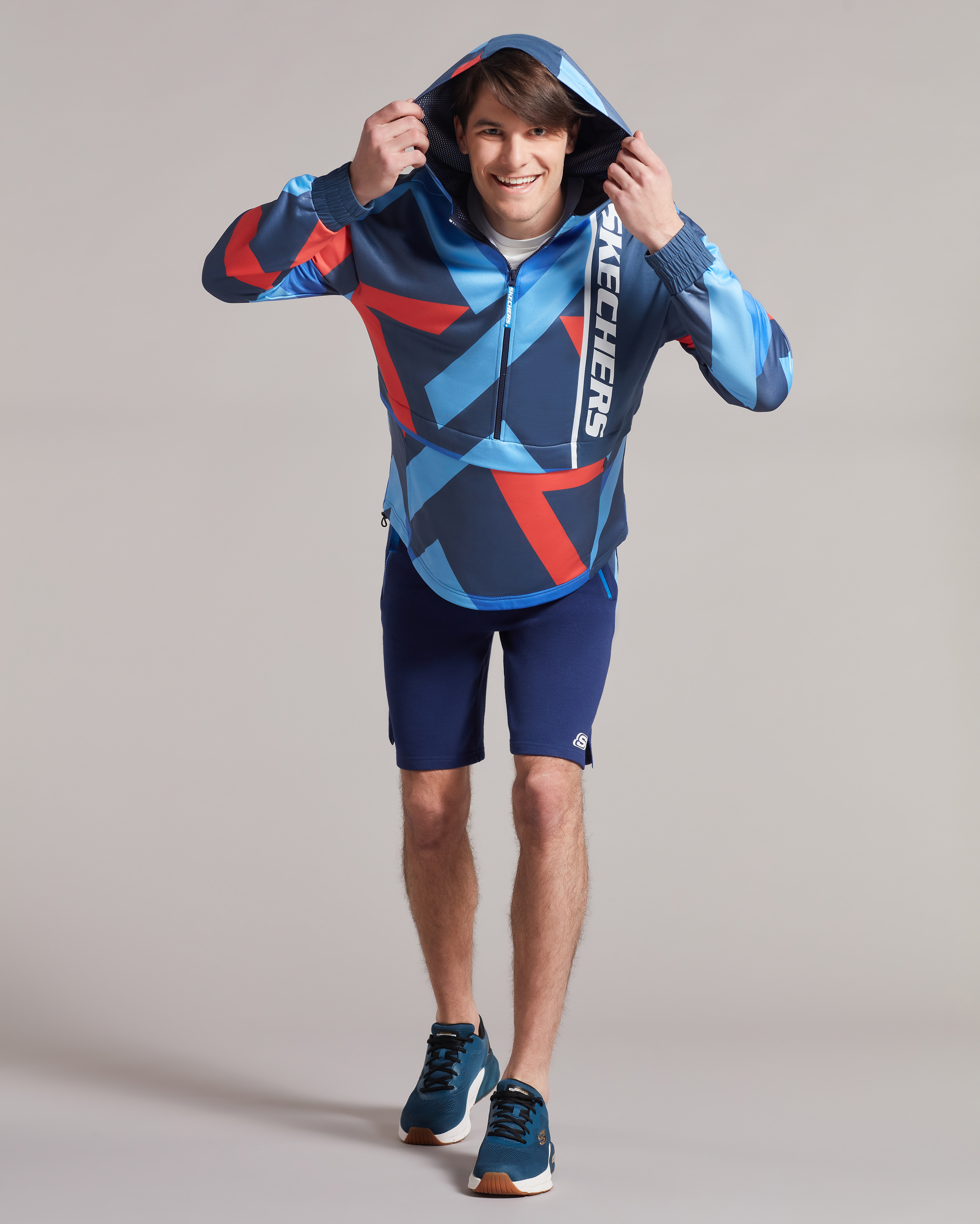 Skechers M Capsule Coll. Big Logo Half Zip Jacket Erkek Mavi
