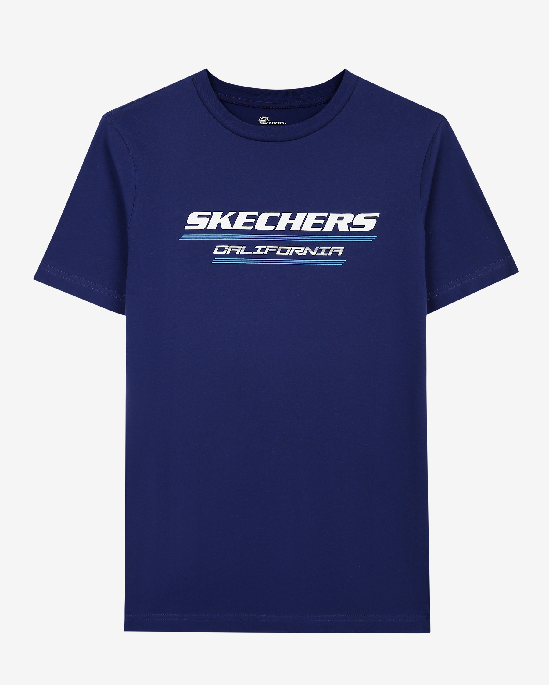 Crew S231287-410 Graphic Neck M Tshirt Tee Lacivert Erkek T-shirt Skechers