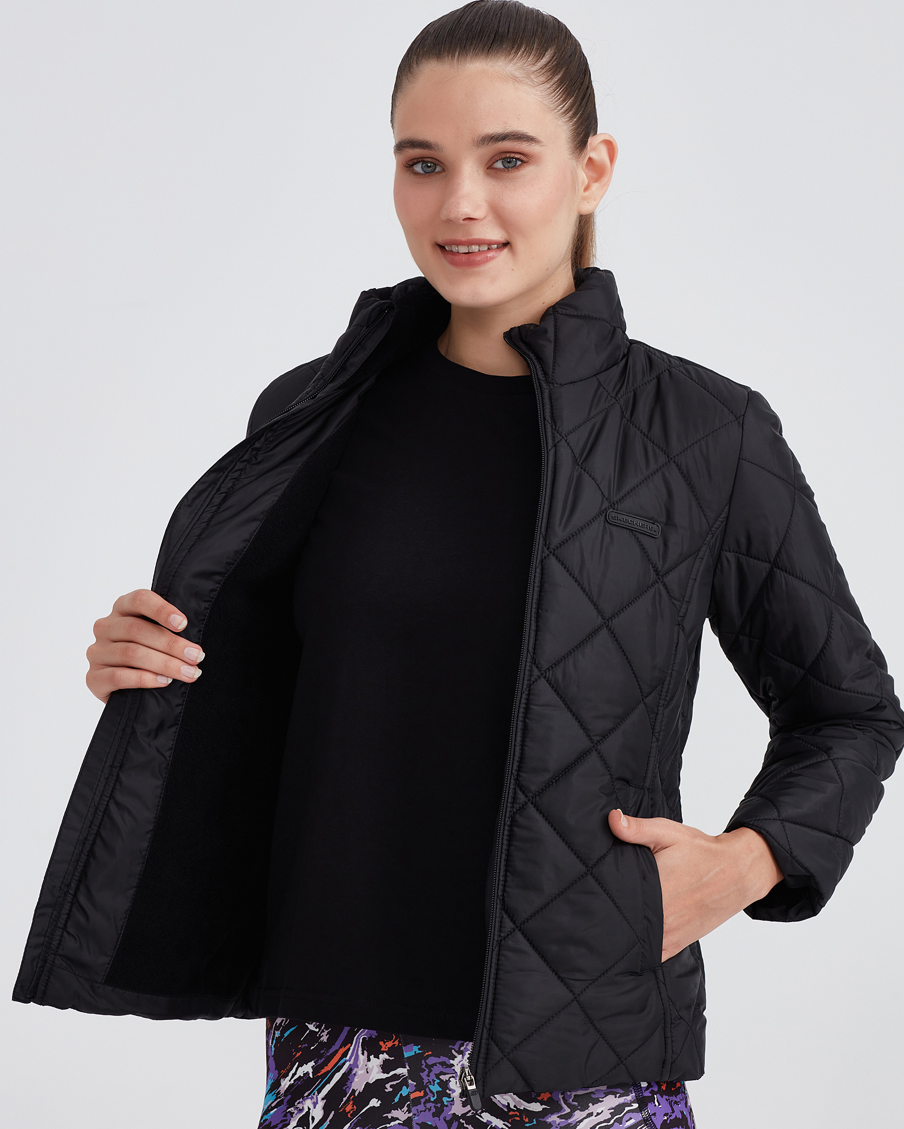 Skechers W Outerwear Padded Jacket Kadın Siyah Mont S232174-001