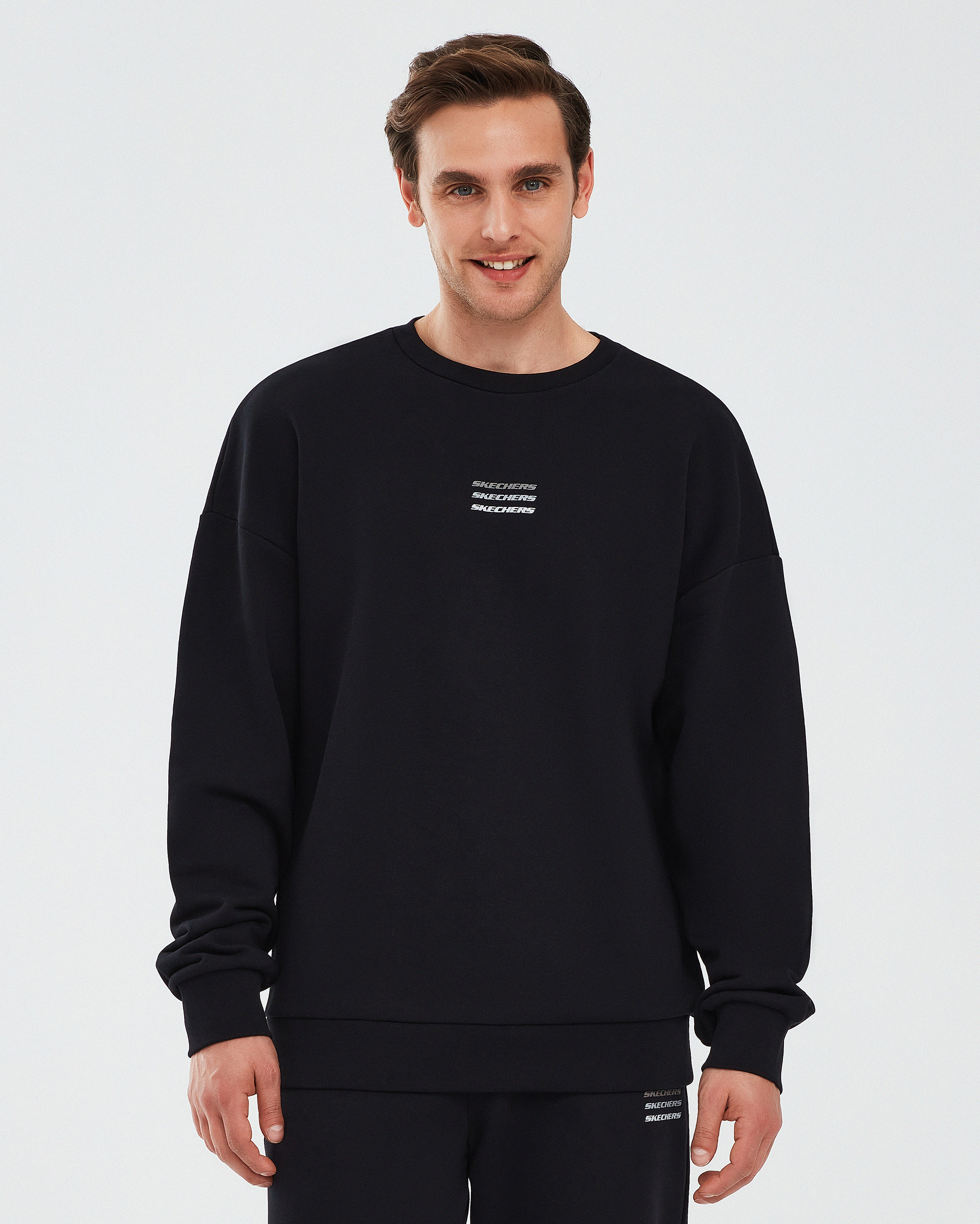 Skechers M Essential Crew Neck Sweatshirt Erkek Siyah Sweatshirt  