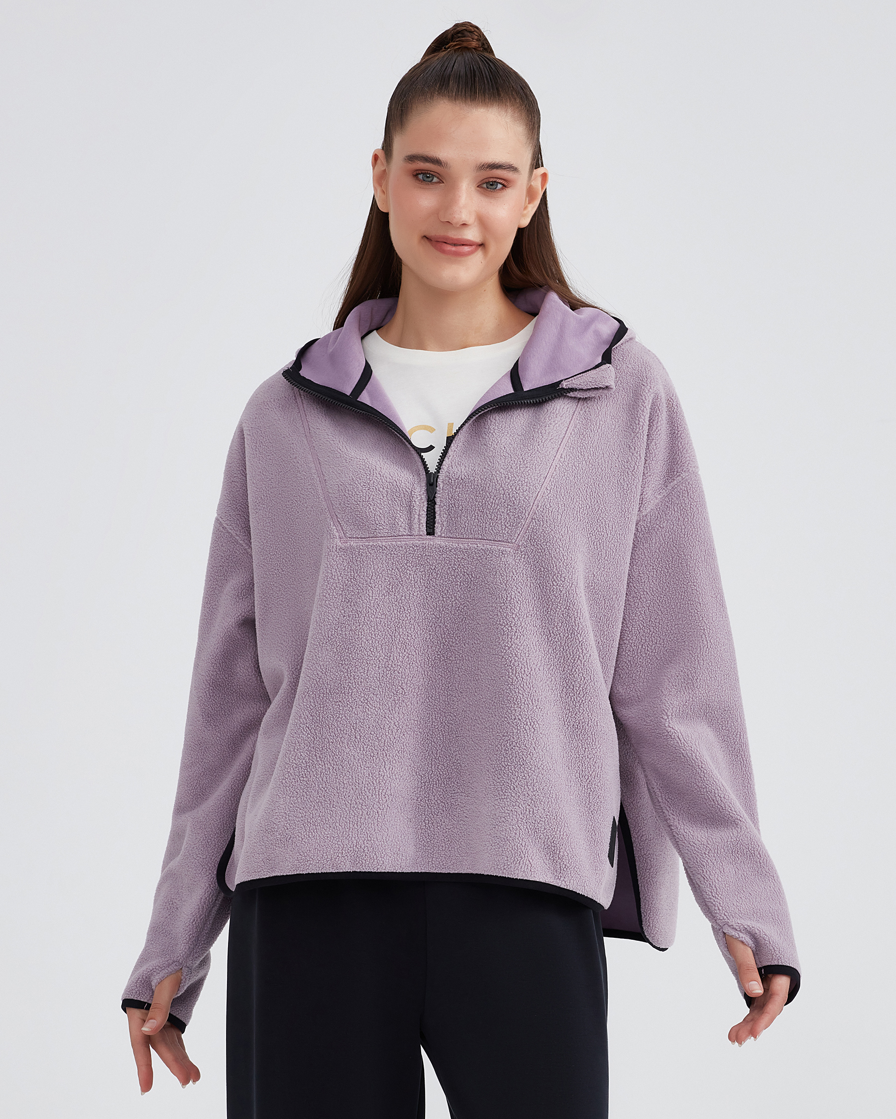 Skechers W Outdoor Fleece Half Zip Sherpa Kadın Pembe Sweatshirt