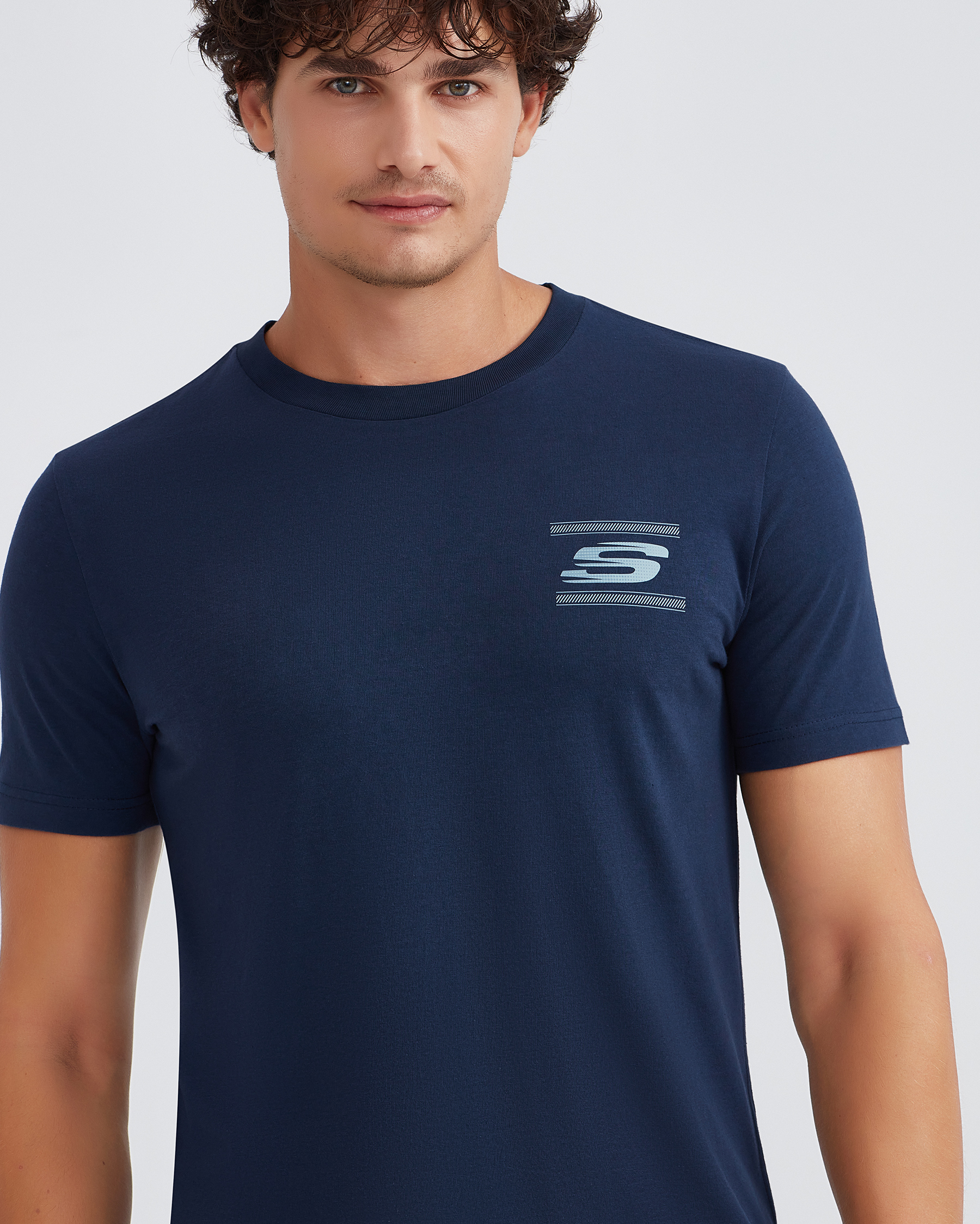 Crew Tee Graphic T-shirt Lacivert Tshirt Skechers Neck S232339-410 Erkek M