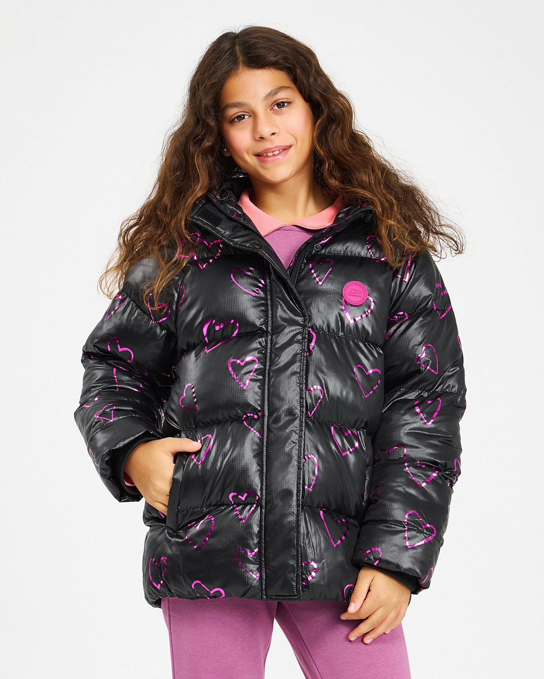 Skechers G Outerwear Padded Jacket Büyük Kız Çocuk Siyah Mont