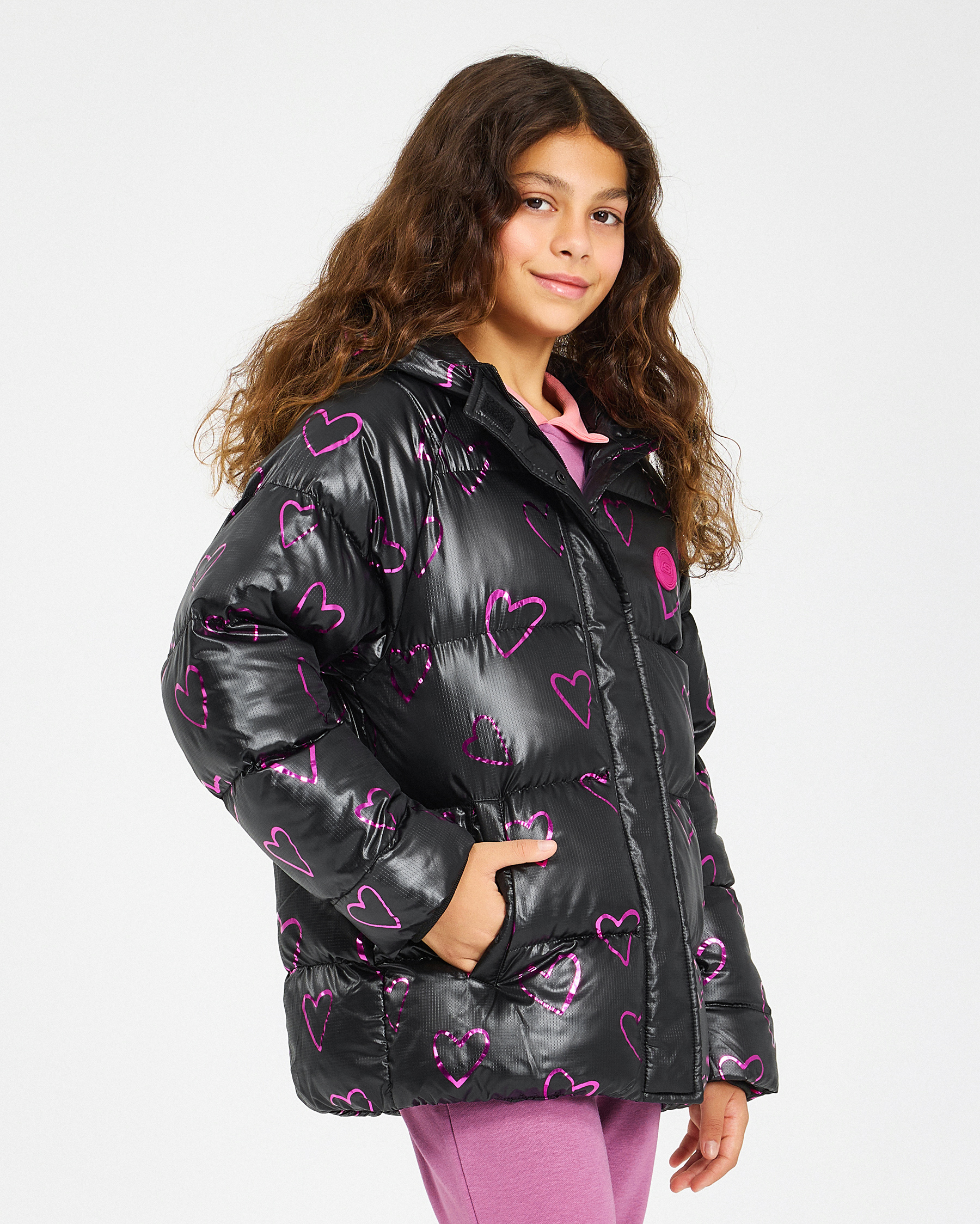 Skechers G Outerwear Padded Jacket Büyük Kız Çocuk Siyah Mont
