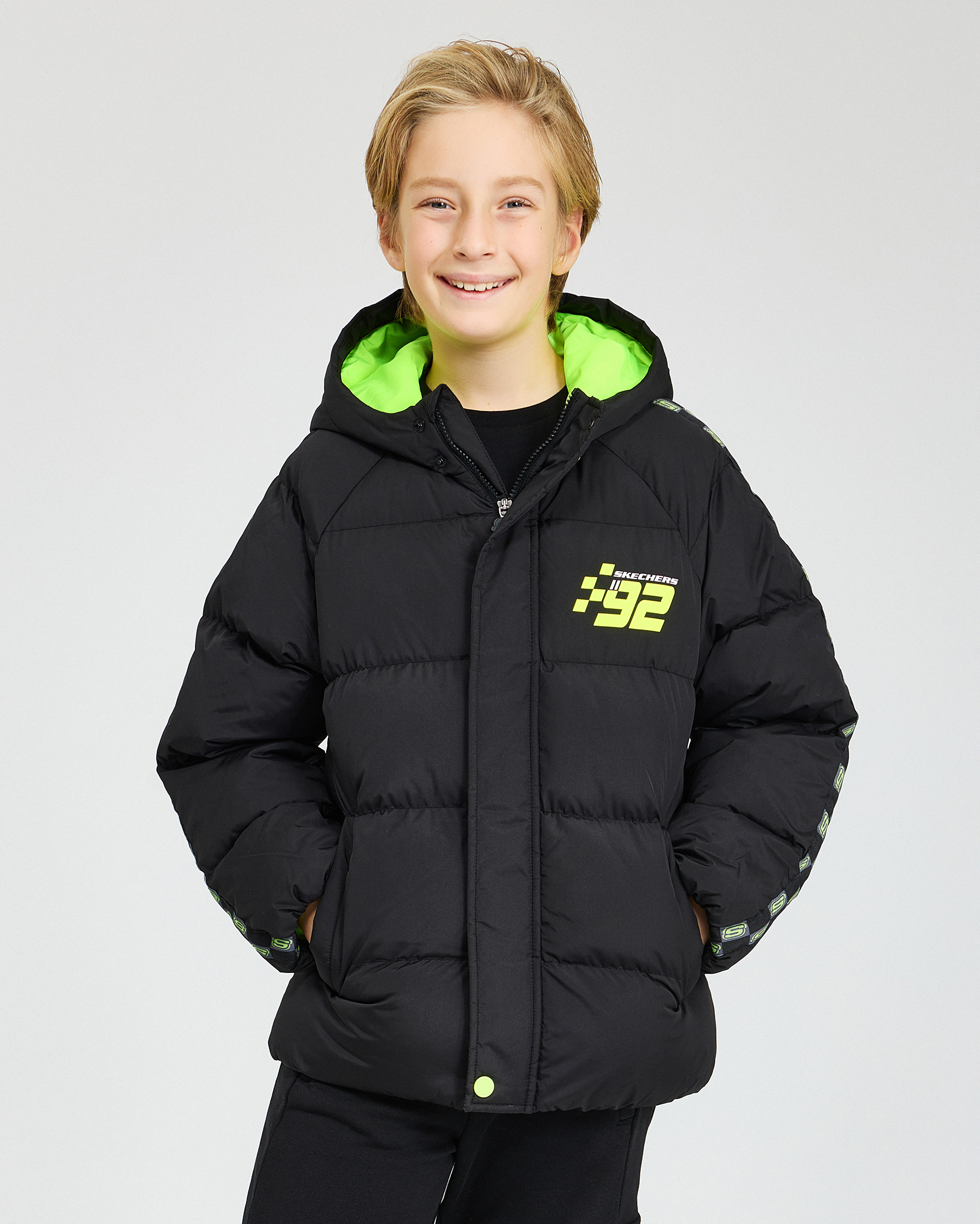 Skechers B Outerwear Padded Jacket Büyük Erkek Çocuk Siyah Mont