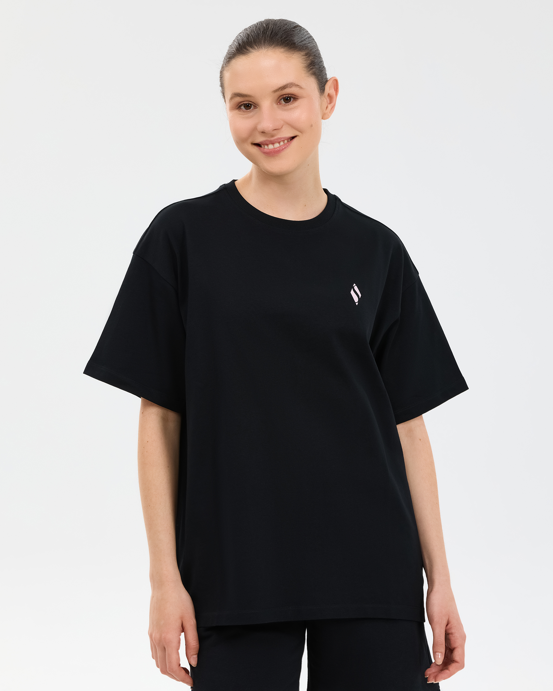 Skechers W Oversize Fit Graphic T-shirt Kadın Siyah Tshirt