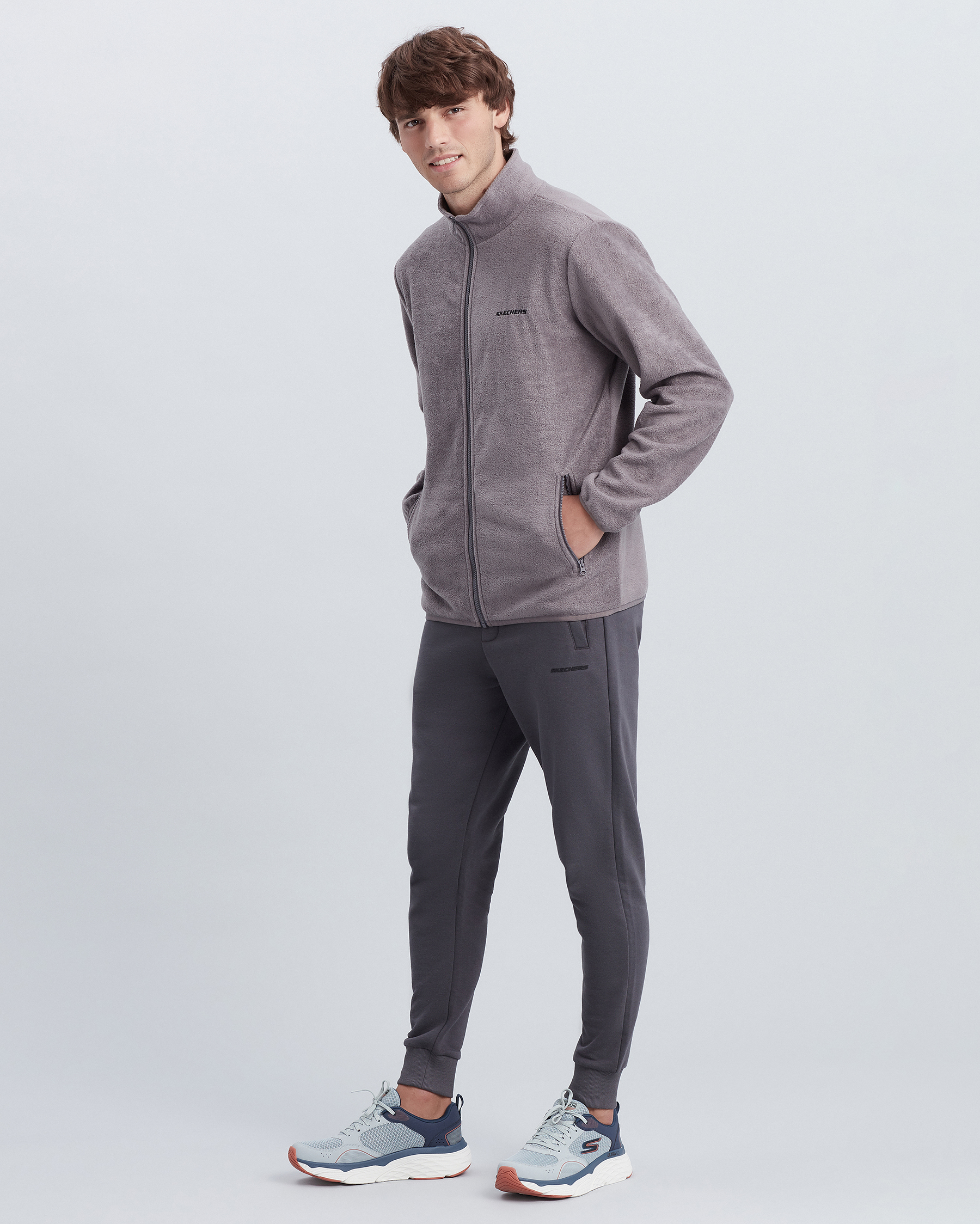 Skechers M Turtle Neck Full Zip Polar Erkek Gri Polar S212171-035