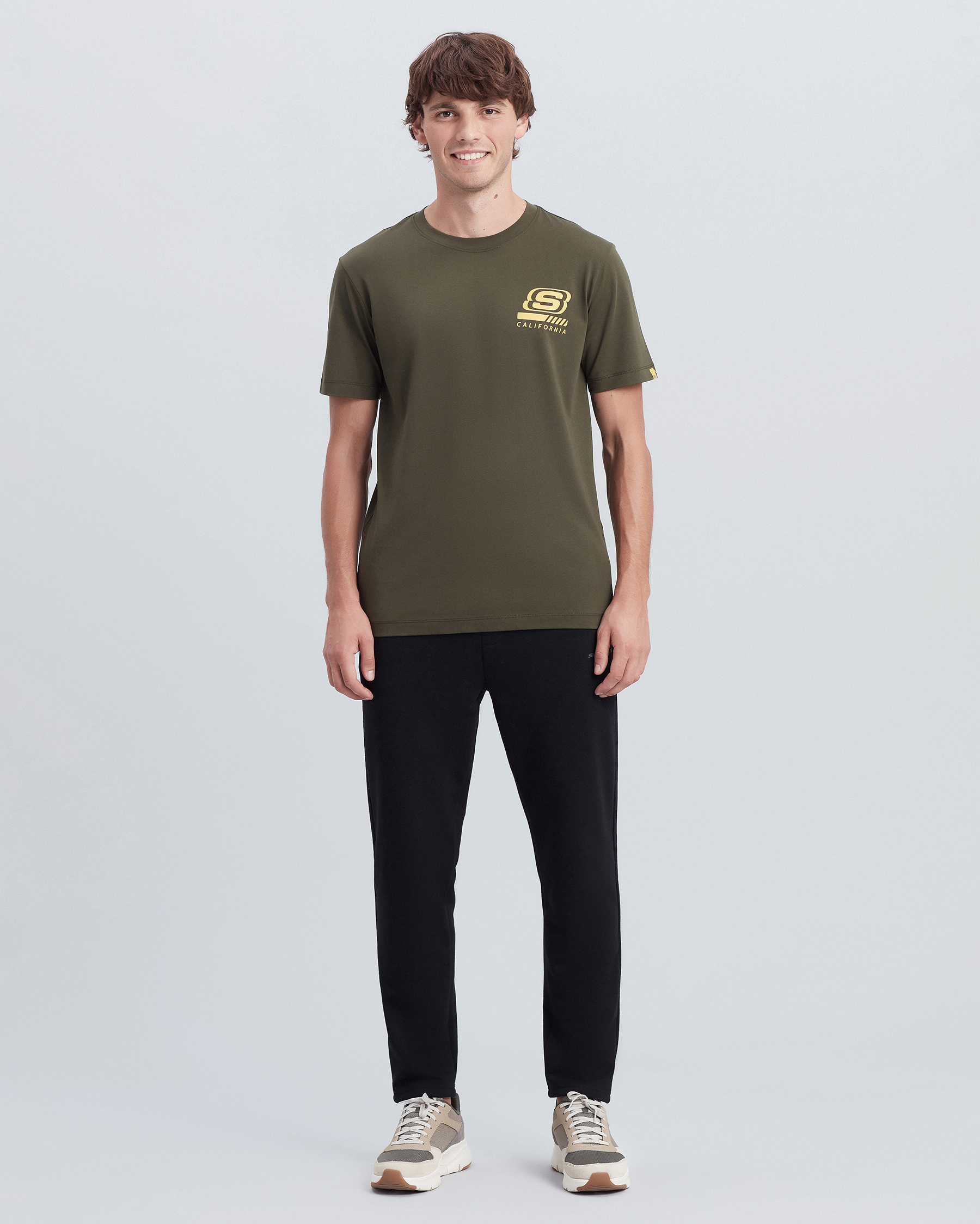 SHEIKYERBOUTI HIGH NECK T-SHIRT 期間限定3/31 Skechers M Chest Logo T-shirt Erkek Haki Tshirt S212938-801