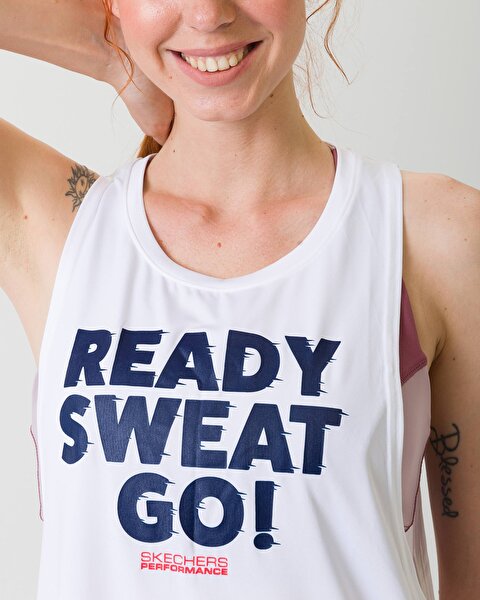 Skechers Ready Go Muscle Tee Kadın Beyaz Atlet WTT15 WHT-4