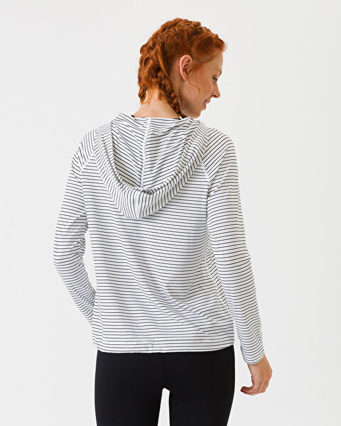 Skechers Chakra Stripe Pullover Kadın Beyaz Sweatshirt W03LT19 WHT-1