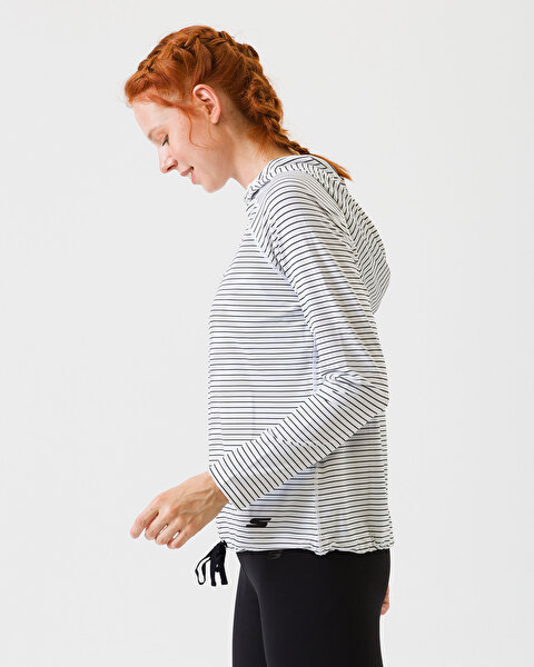 Skechers Chakra Stripe Pullover Kadın Beyaz Sweatshirt W03LT19 WHT-3