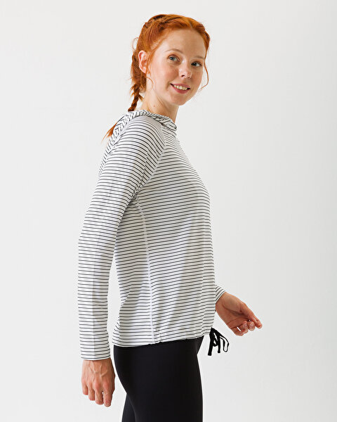 Skechers Chakra Stripe Pullover Kadın Beyaz Sweatshirt W03LT19 WHT-4