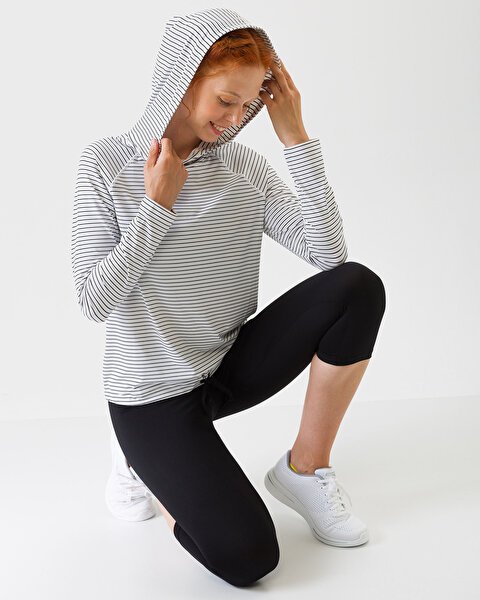 Skechers Chakra Stripe Pullover Kadın Beyaz Sweatshirt W03LT19 WHT-6