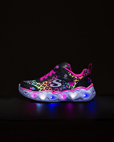 Skechers Heart Lights Büyük Kız Çocuk Siyah Işıklı Spor Ayakkabı 302145L BKMT-10