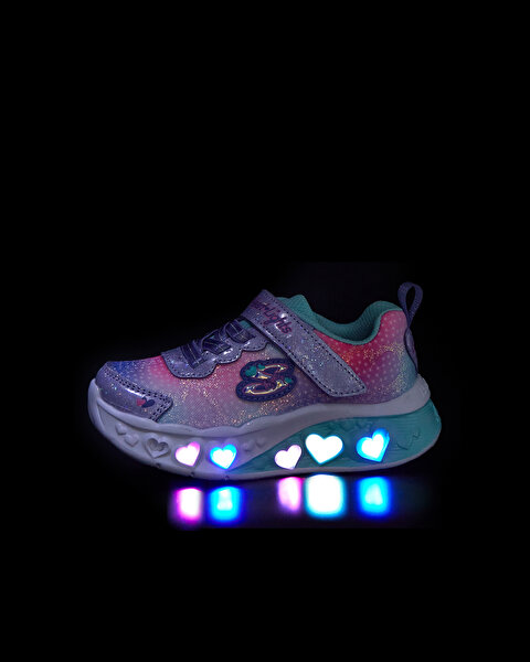 Skechers Flutter Heart Lights - Simply L Küçük Kız Çocuk Mor Işıklı Spor Ayakkabı 302315N LVMT-9