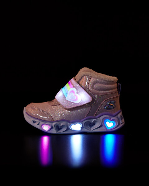 Skechers Heart Lights - Brilliant Rainbow Küçük Kız Çocuk Pembe Işıklı Bot 302669N PKLV-9
