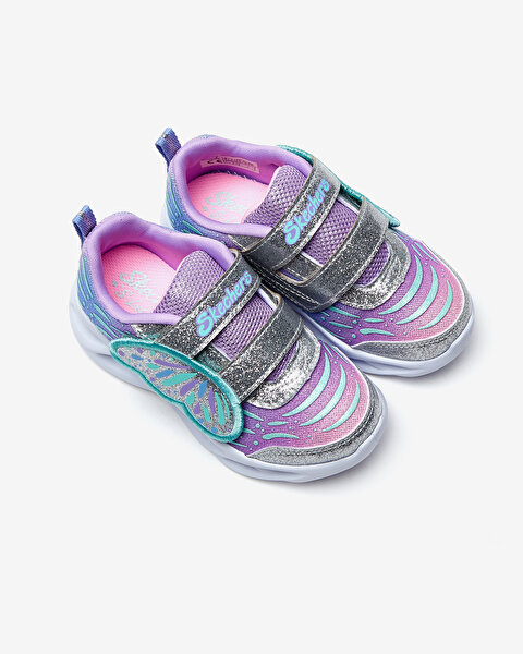 Skechers Twisty Brights  -  Wingin' It Küçük Kız Çocuk Gri Işıklı Spor Ayakkabı 302754N SLLV-6