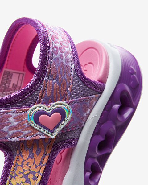 Skechers Flutter Hearts Sandal Büyük Kız Çocuk Mor Işıklı Sandalet 302967L LVMT-7