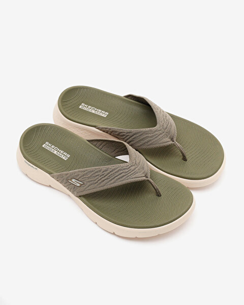 Skechers Go Walk Flex Sandal Kadın Haki Parmak Arası Terlik 141404 OLV-4