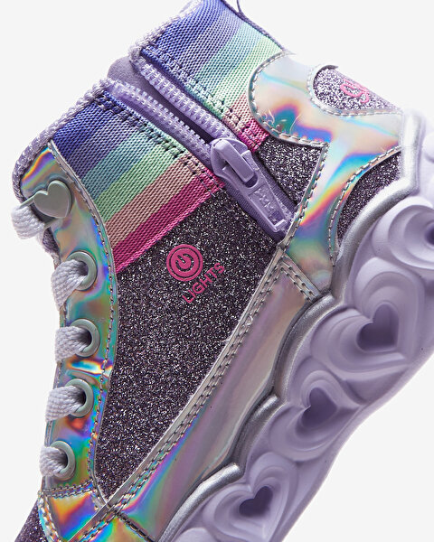 Skechers Heart Lights - Rainbow Diva Büyük Kız Çocuk Mor Işıklı Bot 20272L LVMT-8