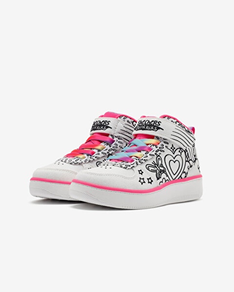 Skechers Sport Court 92 - Color Me Kicks Büyük Kız Çocuk Beyaz Sneakers 302213L WMLT-4