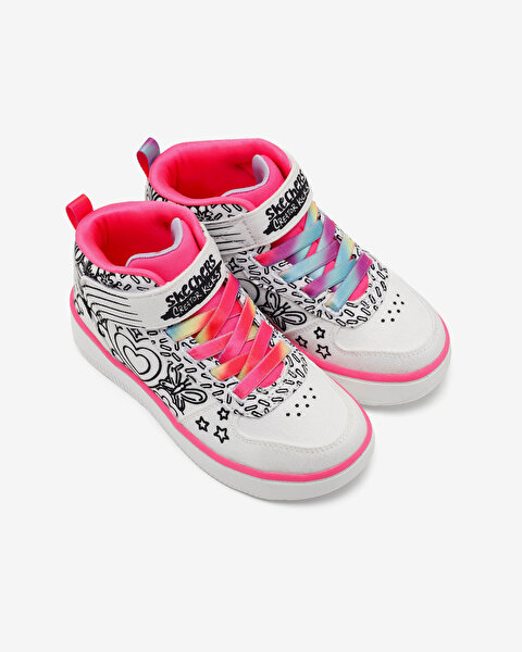 Skechers Sport Court 92 - Color Me Kicks Büyük Kız Çocuk Beyaz Sneakers 302213L WMLT-7