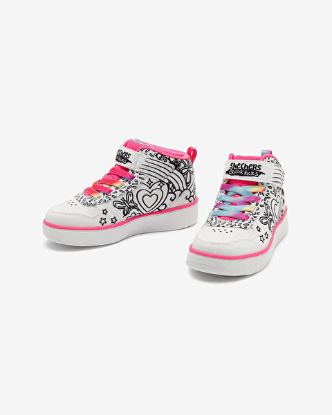 Skechers Sport Court 92 - Color Me Kicks Büyük Kız Çocuk Beyaz Sneakers 302213L WMLT-8