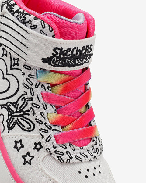 Skechers Sport Court 92 - Color Me Kicks Büyük Kız Çocuk Beyaz Sneakers 302213L WMLT-12