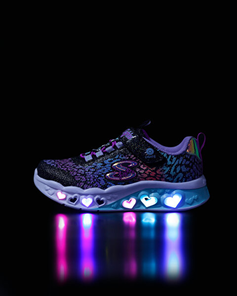 Skechers Flutter Heart Lights - Loves Wi Büyük Kız Çocuk Siyah Işıklı Spor Ayakkabı 302314L BKMT-10