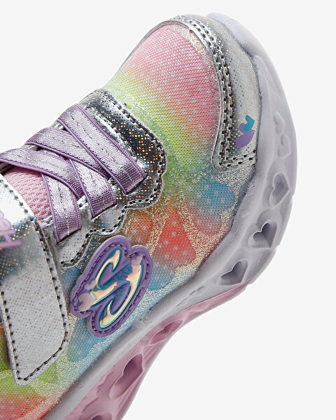 Skechers Flutter Heart Lights - Simply L Küçük Kız Çocuk Gri Işıklı Spor Ayakkabı 302315N SMLT-9
