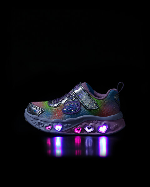 Skechers Flutter Heart Lights - Simply L Küçük Kız Çocuk Gri Işıklı Spor Ayakkabı 302315N SMLT-10