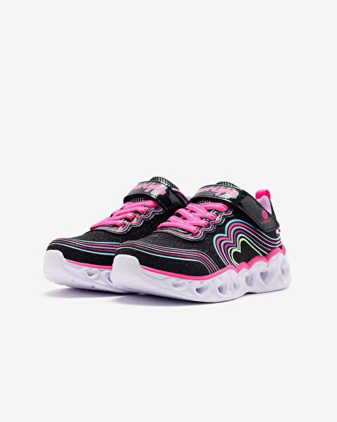Skechers Heart Lights - Retro Hearts Büyük Kız Çocuk Siyah Işıklı Spor Ayakkabı 302689L BKMT-3