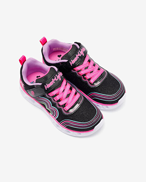 Skechers Heart Lights - Retro Hearts Büyük Kız Çocuk Siyah Işıklı Spor Ayakkabı 302689L BKMT-6