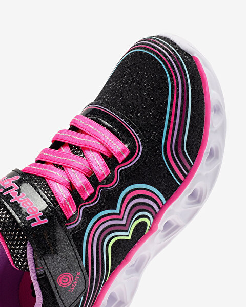 Skechers Heart Lights - Retro Hearts Büyük Kız Çocuk Siyah Işıklı Spor Ayakkabı 302689L BKMT-7