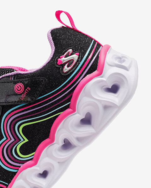 Skechers Heart Lights - Retro Hearts Büyük Kız Çocuk Siyah Işıklı Spor Ayakkabı 302689L BKMT-8