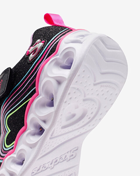 Skechers Heart Lights - Retro Hearts Büyük Kız Çocuk Siyah Işıklı Spor Ayakkabı 302689L BKMT-10