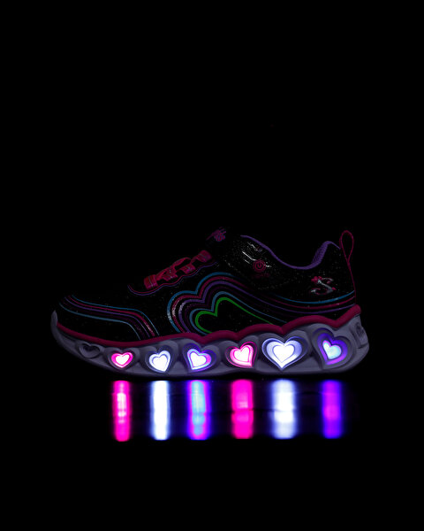 Skechers Heart Lights - Retro Hearts Büyük Kız Çocuk Siyah Işıklı Spor Ayakkabı 302689L BKMT-11
