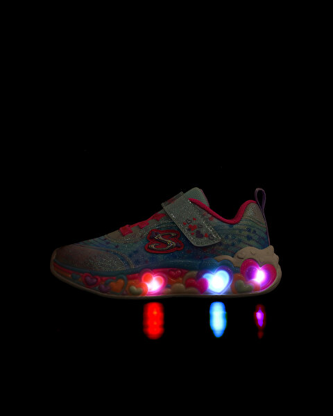 Skechers Eternal Heart Lights Küçük Kız Çocuk Mavi Işıklı Spor Ayakkabı 302696N LBMT-6