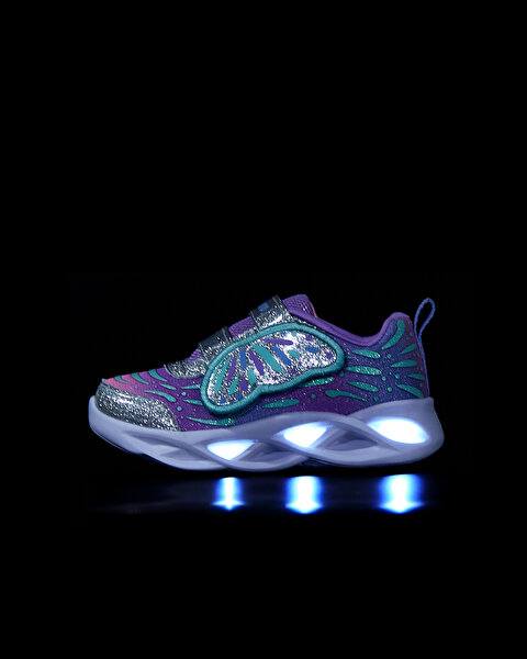 Skechers Twisty Brights  -  Wingin' It Küçük Kız Çocuk Gri Işıklı Spor Ayakkabı 302754N SLLV-9