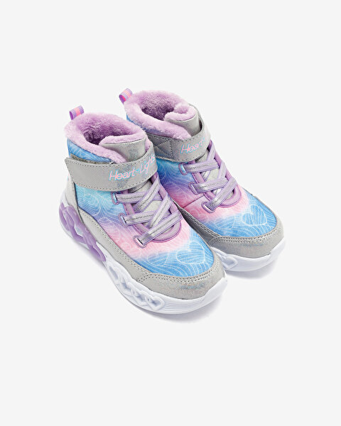 Skechers Infinite Heart Lights - Lovin Hearts Küçük Kız Çocuk Gri Işıklı Bot 303054N SMLT-6