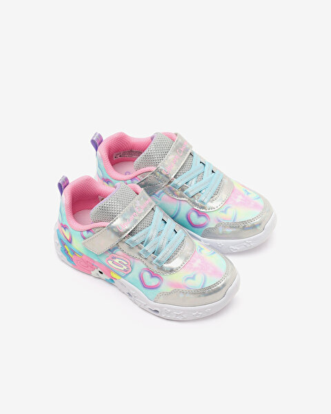 Skechers Unicorn Charmer Lil Heart Sparkles Küçük Kız Çocuk Gri Işıklı Spor Ayakkabı 303064N SMLT-4