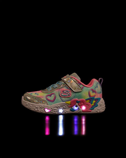 Skechers Unicorn Charmer Lil Heart Sparkles Küçük Kız Çocuk Gri Işıklı Spor Ayakkabı 303064N SMLT-6
