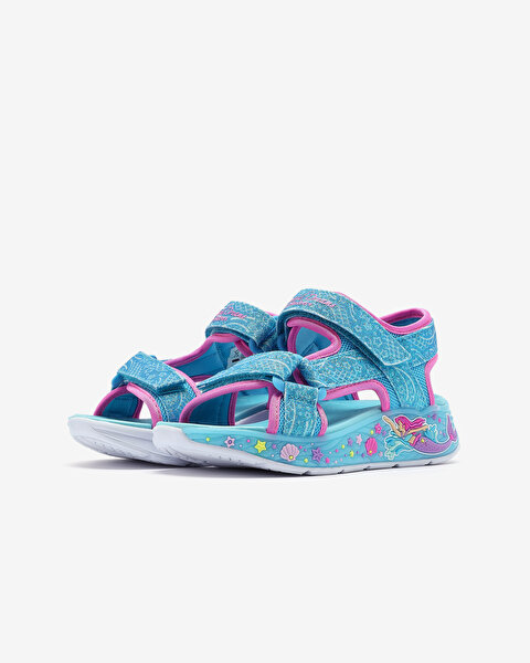 Skechers Mermaid Dreams Sandal Büyük Kız Çocuk Mavi Işıklı Sandalet 303108L BLMT-3
