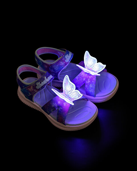 Skechers Jumpsters Sandal Büyük Kız Çocuk Mavi Işıklı Sandalet 303109L BLMT-6