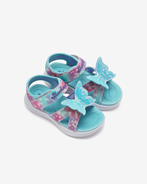 Skechers Jumpsters Sandal - Butterfly Brites Küçük Kız Çocuk Mavi Işıklı Sandalet 303109N AQMT-6