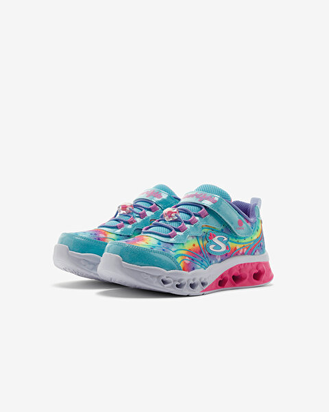 Skechers Flutter Heart Lights - Groovy Swirl Büyük Kız Çocuk Mavi Işıklı Spor Ayakkabı 303253L TQHP-3