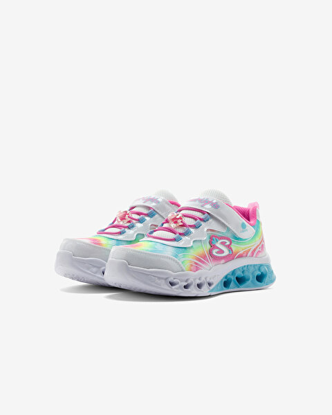 Skechers Flutter Heart Lights - Groovy Swirl Büyük Kız Çocuk Beyaz Işıklı Spor Ayakkabı 303253L WMLT-3