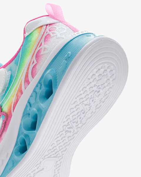 Skechers Flutter Heart Lights - Groovy Swirl Büyük Kız Çocuk Beyaz Işıklı Spor Ayakkabı 303253L WMLT-8
