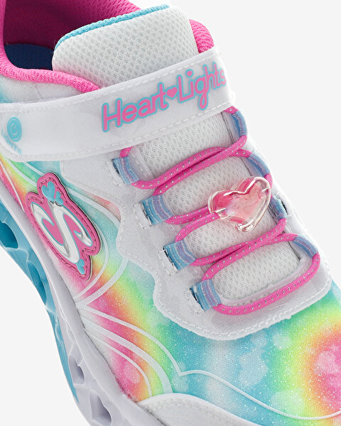 Skechers Flutter Heart Lights - Groovy Swirl Büyük Kız Çocuk Beyaz Işıklı Spor Ayakkabı 303253L WMLT-9
