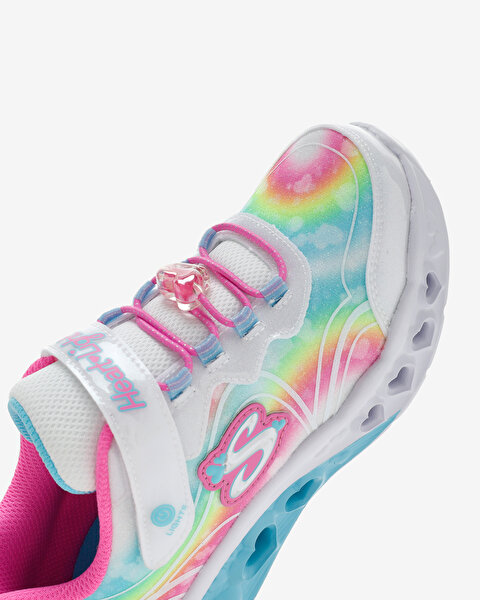 Skechers Flutter Heart Lights - Groovy Swirl Büyük Kız Çocuk Beyaz Işıklı Spor Ayakkabı 303253L WMLT-10
